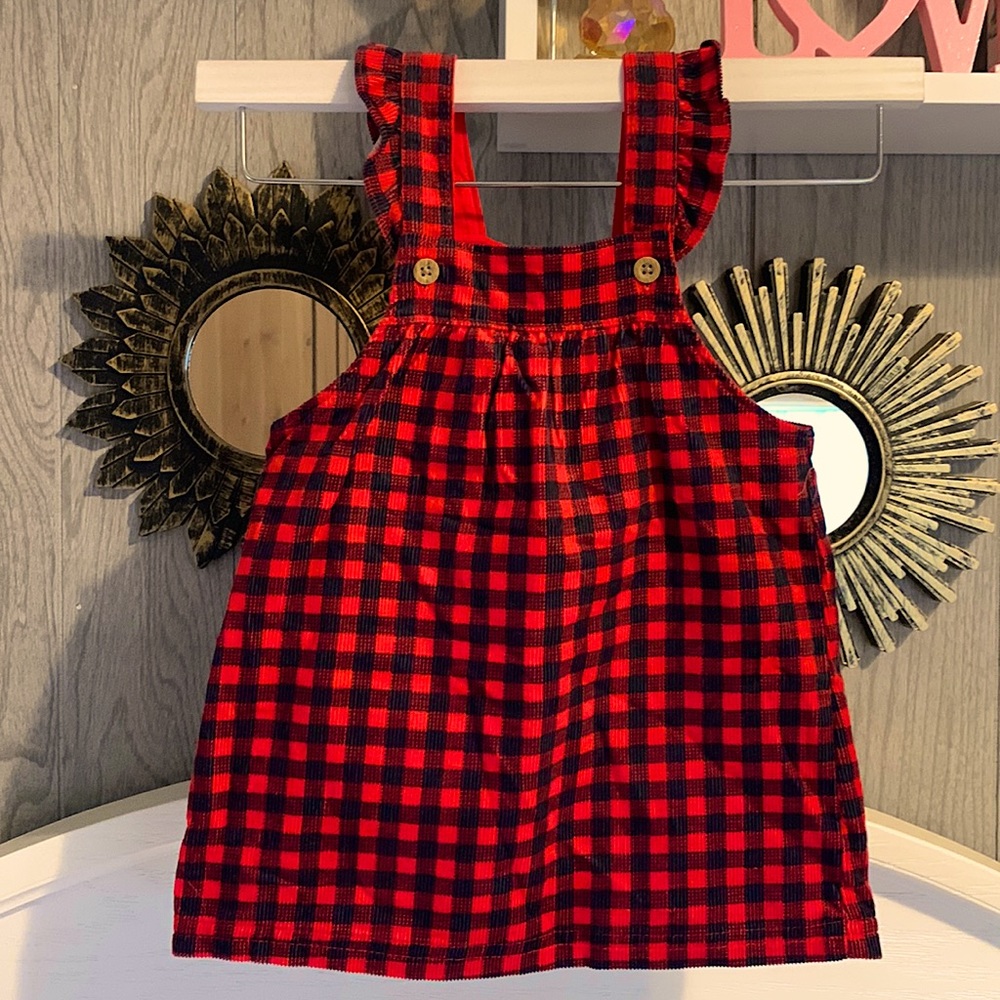 12 Month Buffalo Plaid jumper dress❤️